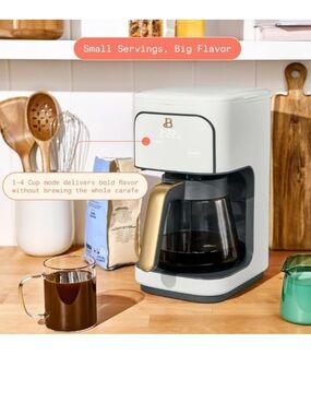Drew Barrymore Beautiful White and Gold Drip Coffee Maker. No carafe